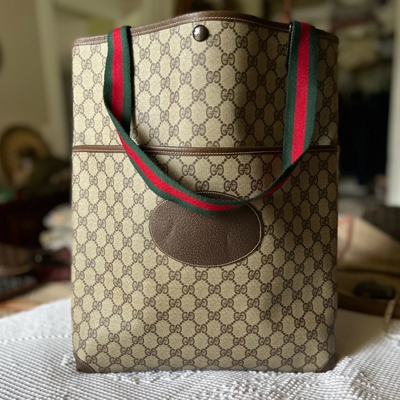 Gucci Handbags - Vintage GUCCI web sherry Ophidia tote bag red green stripe EUC